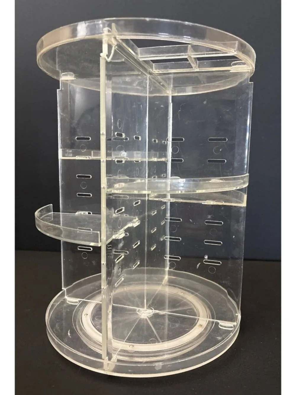 Clear Acrylic Makeup Organizer Storage Carousel With Adjustable Compartments